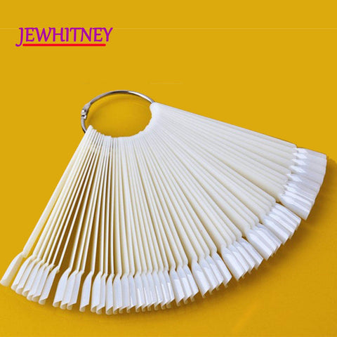 50pcs UV Gel Polish Display Nail Art Tool Nails Palette Color Chart False Nail Art Tips Fan Shaped Removable Stick Showing Shelf